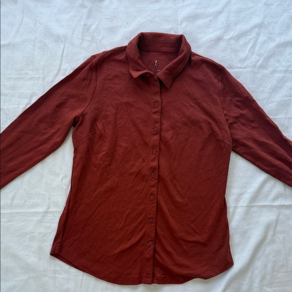 Isaac Misrahi Live Rust Long Sleeve Button-Up Shirt